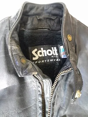 Vintage Schott 141 Cafe Racer Leather Jacket Size 38 BIKER MOTORCYCLE USA RARE • $110