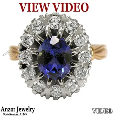 14k Rose And White Gold Genuine Tanzanite & Diamond European Style Ring • £1929.46