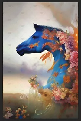 Dreamy Horse Art Print By Ziola Signed 11x17 Surreal Art Horses Flowers Floral • £17.15