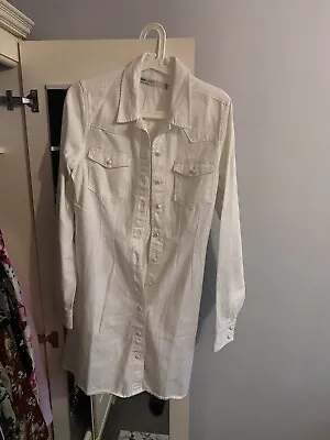 £15 • Buy Asos Tall Denim Fitted Shirt Dress. Size 10 In White 
