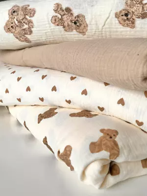 100% Cotton Double Gauze Fabric Teddy Bear Muslin Fabric Priced By Half Metre • £6