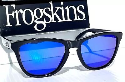 NEW Oakley Frogskins Polished Black POLARIZED Galaxy Blue Lens Sunglass 9013 • $108.88