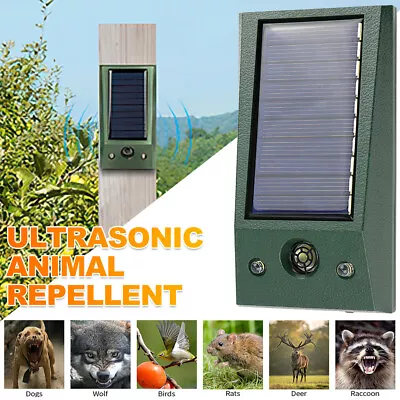 Solar Ultrasonic Garden Deterrent Repeller Animal Bird Cat Scarer Pest Fox Dog • $18.59