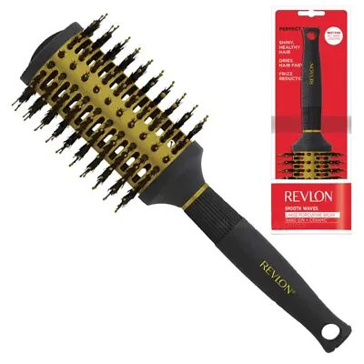 Revlon Ionic Smooth Waves LARGE Round Barrel Porcupine Blow Dry Hair Brush • £9.98