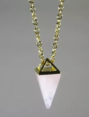 Charged Madagascan Natural Rose Quartz Pendant Crystal + 18  Gold Plated Chain • $11.29