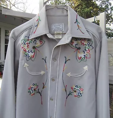 Vintage H Bar C California Ranchwear Floral Western Pearl Snap Shirt 15 Texas • $125