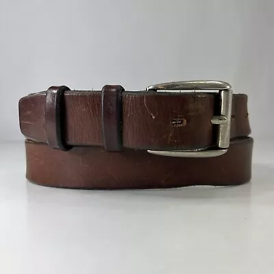 Roundtree & Yorke Brown Genuine Leather Belt - Paint Splatter - Men's Size 34 • $11.90