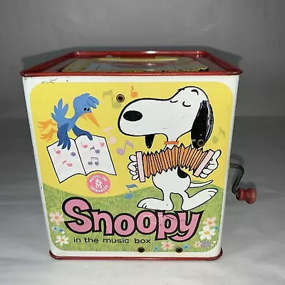 Vintage 5.5” Mattel 1966 Snoopy In The Music Box Peanuts Jack In The Box WORKS • $29.99