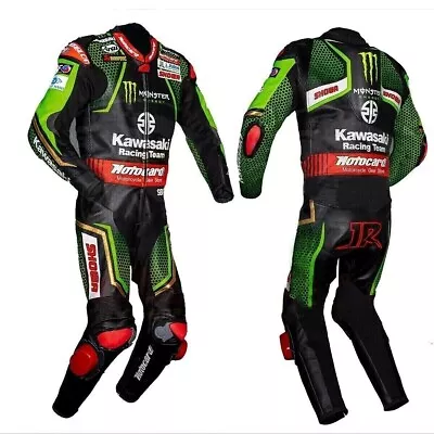 KAWASAKI Motorbike Racing Suit Motorcycle Moto GP Motorcycle Biker Leather Suit • $295.87