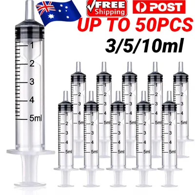 UP TO 50PCS SYRINGES 3ml 5ml 10ml Syringe - Suit Luer Slip / Lock Needles AU • $14.95