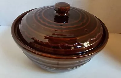 Vintage MARCREST DAISY DOT Stoneware COVERED CASSEROLE DISH Ovenproof USA 8.5 W • $11