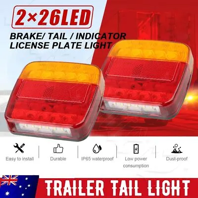 $18.49 • Buy 2x Square Led Stop Indicator Trailer Tail Lights Truck Caravan Lamp Number Light