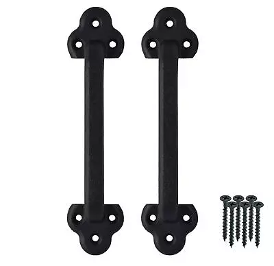 Black Barn Door Handle - Cast Iron Pull 9 Inch Handle Set Of 2 Rustic For Doo... • $27.50