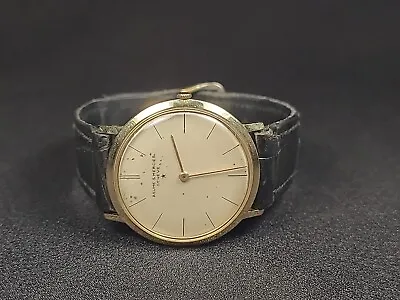 Vintage Baume & Mercier 18k Gold Men's Watch Geneve Leather Bracelet 32366-1 • $999.99