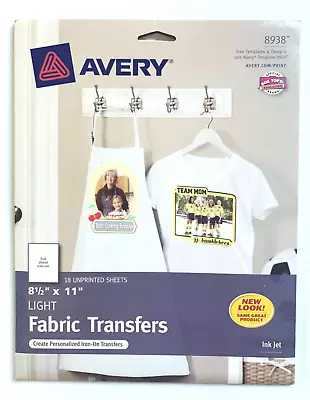 Avery T-shirt Transfers For Inkjet Printers 8.5 X 11 Inches Pack Of 18  - NEW! • $14.50