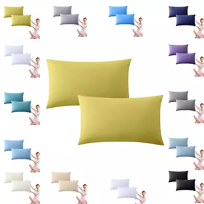 5* 400 Tc 100% Egyptian Cotton Housewife / Oxford Pillow Cases Pack Of 2 • £6.49