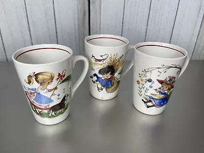 Vintage Weatherby Hanley England Royal Falcon Ware Nursery Rhyme Mug Set Of 3 • $37.04