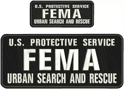 U.S. P S  F E M A U S & R EMB Patch 4X10 & 2X5 Hook ON Back Blk/White • $16.75