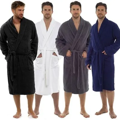 Mens Terry Towelling 100% Cotton Shawl Collar BathRobe Gown Size S-XL • £12.95