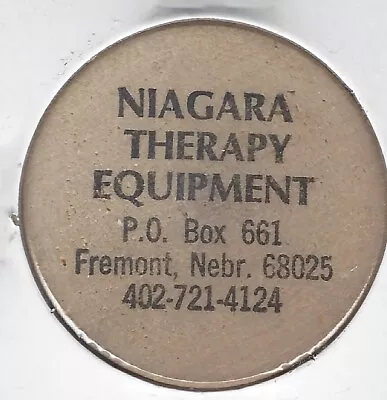 NIAGARA THERAPY EQUIPMENT Fremont Nebraska Token Round TUIT Wooden Nickel • £6.70