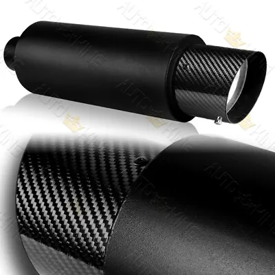 4  Slant Carbon Tip 3  Inlet Black T-304 Stainless Exhaust Muffler Universal 5 • $39.24