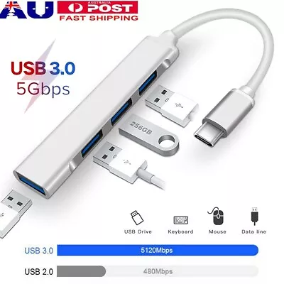 USB C HUB 3.0 Type C 4-Port Multi-Splitter OTG Adapter For PC Laptop Mac Pro Air • $8.89