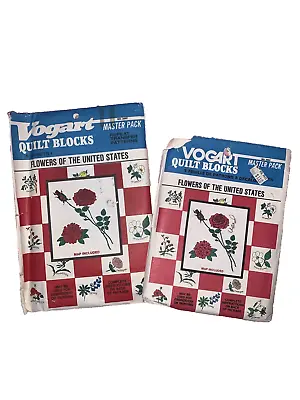 Vogart Quilt Block Transfers Flowers Of US Embroider Quilt Or Paint 2 Sets • $9.39