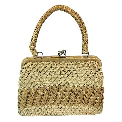 Vintage Italian Forsum Purse Staw Weave Lined Handbag U Made In Japan • $62.99