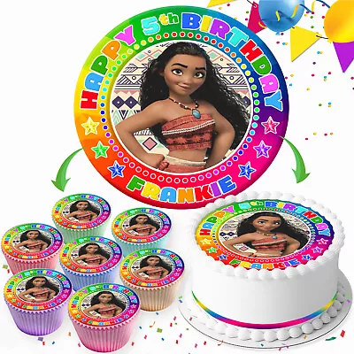 Moana Birthday Personalised Edible Cake Topper & Cupcake Toppers Iv306 • £2.99