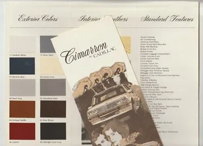 1983 CADILLAC CIMARRON Colour Chart GM J-CAR HOLDEN CAMIRA CHEV CAVALIER SKYHAWK • $18