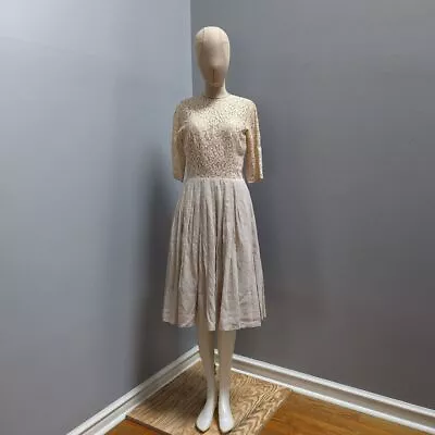 Miss Elliette Vintage Beige Lace Dress Size 12 • $60