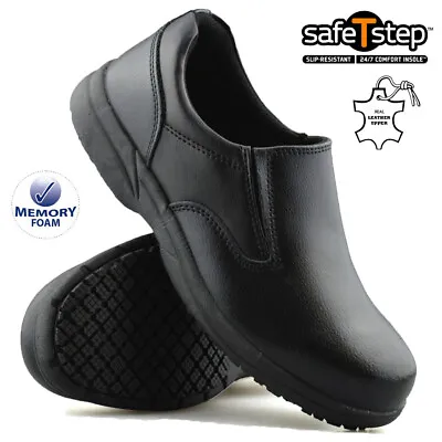 £17.95 • Buy Mens Leather Memory Foam Shoes Slip On Wide Fit Casual Walking Work Driving Size
