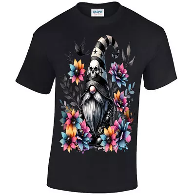 Just A Gothic Gonk T-shirt Unisex S - 5XL Metal Head Dark Gnome Skull Flowers • £15.95