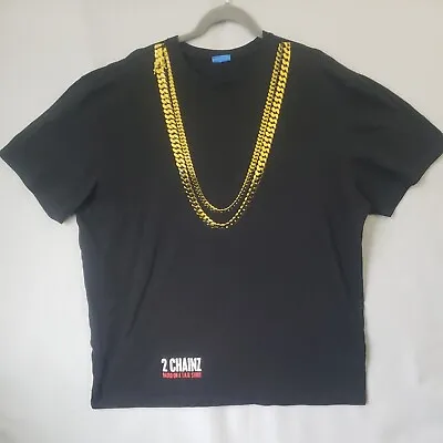 2 Chainz T-Shirt Gold Chains Adult 3XL Black Graphic Print Tee Rap Hip Hop Band • $10.95