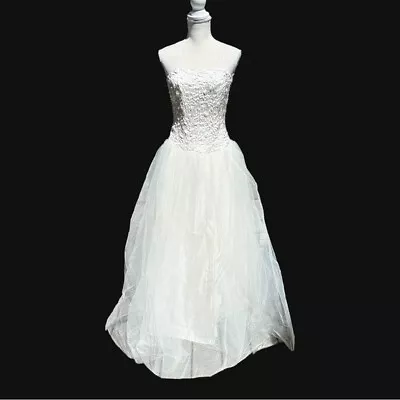 🌻Off-White Prom Wedding Pageant Cotillion Special Occasion Dress Size 9/10 • $39