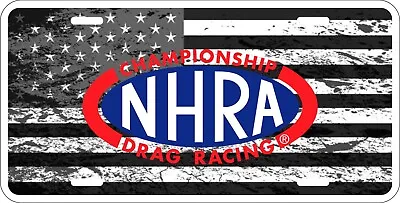 American USA Flag Tactical Black And White NHRA Flag License Plate 6 X 12 • $17.95