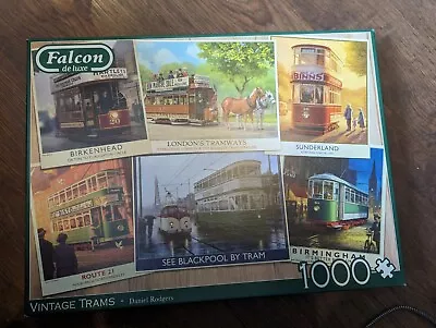 Falcon De Luxe Vintage Trams Daniel Rodgers 1000 Piece Jigsaw Puzzle (Complete) • £1