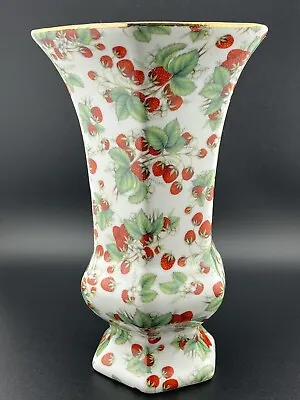 Strawberry Vase Formalities By Baum Bros Gold Trim Summer Berries Fruit • $11.99