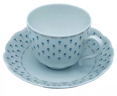 Kaiser Teacup And Saucer Romantica Dijon Germany Vintage White And Blue Floral • $24.99