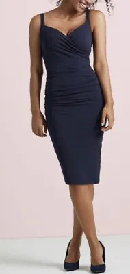 BRAVISSIMO Strappy Leila Dress Navy Midi Party Evening Work Dress RRP£60 BR019 • £49.99