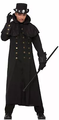 Men's Warlock Coat Costume Vampire Lord Victorian Steampunk Black Gothic Adult • $54.95