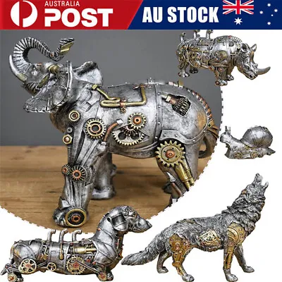 Steampunk Animal Industrial Silver Gothic Daschund Sausage Dog Table Ornament AU • $21.99