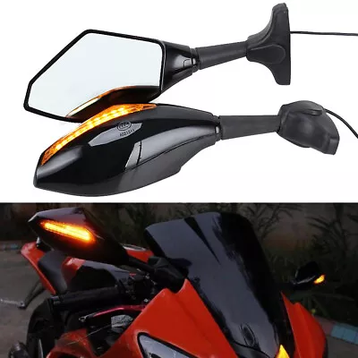 For Honda CBR 600 F3 F4 F4i Motorcycle Rearview Mirrors W/ LED Turn Signal Light • $28.63