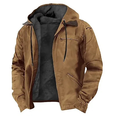 Men's Hooded Casual Padded Jacket Winter Warm Soft Comfort Coat Thick Jacket Top • $42.49