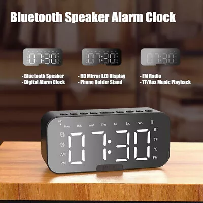 Wireless Bluetooth Speaker Alarm Clock MP3 Player FM Radio Phone Holder Stand US • $13.89