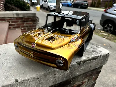 Custom Painted Rc Body X-maxx Ford F-100 Candy 24krt Gold Chrome Flames • $189