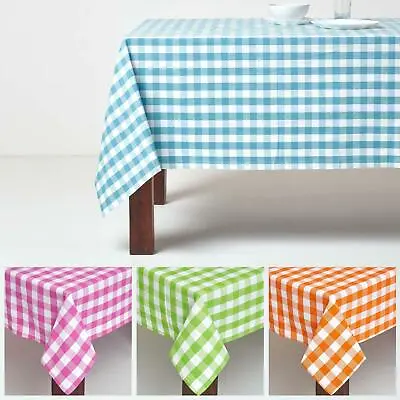 £16.99 • Buy Block Check Tablecloth 100% Cotton Matching With Placemats, Napkins And Seat Pad