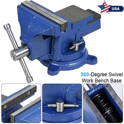 5  Heavy Duty Bench Vise With Anvil Swivel Table Top Clamp Locking Base Swivel • $43