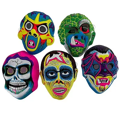 Vintage Neon Vacuform Plastic Halloween Masks New Old Stock Lot Deadstock • $99.95