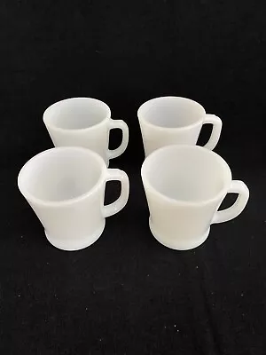 4 Vintage Fire King White Milk Glass Coffee Mugs Cups Anchor Hocking • $14.99